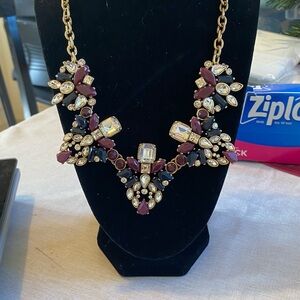 J Crew Gold and Purple Statement Necklace